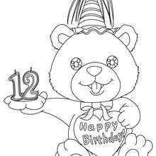 Birthday candle 12 years coloring page - Coloring page - BIRTHDAY coloring pages - Birthday candles coloring page