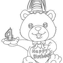 Birthday candle 4 years coloring page - Coloring page - BIRTHDAY coloring pages - Birthday candles coloring page