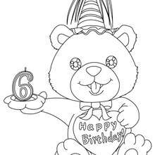 Birthday candle 6 years coloring page