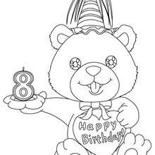 Birthday candle 8 years coloring page