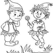 Funny elves  playing coloring page - Coloring page - FANTASY coloring pages - ELVE coloring pages - BEAUTIFUL ELVES coloring pages