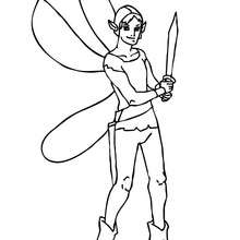Warrior elf with a sword coloring page