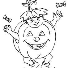Pumpkin costume coloring page - Coloring page - HOLIDAY coloring pages - HALLOWEEN coloring pages - KIDS HALLOWEEN COSTUMES coloring pages