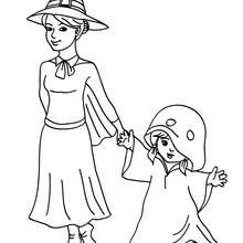 Witch and ghost coloring pasge - Coloring page - HOLIDAY coloring pages - HALLOWEEN coloring pages - KIDS HALLOWEEN COSTUMES coloring pages