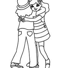 Friends hugging in the school yard coloring page - Coloring page - SCHOOL coloring pages - SCHOOL YARD coloring pages