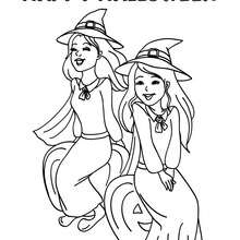 Cute sorceresses coloring page