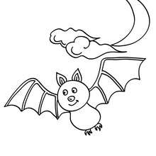 Bat under the moonlight coloring page