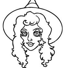 Beautiful witch face coloring page - Coloring page - HOLIDAY coloring pages - HALLOWEEN coloring pages - HALLOWEEN WITCH coloring pages - WITCH FACES coloring pages