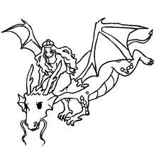 Dragon saving a princess coloring page - Coloring page - FANTASY coloring pages - DRAGON coloring pages - DRAGON online coloring page