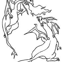 Dragons battle coloring page