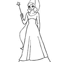 Fairy with cone shaped hat coloring page - Coloring page - FANTASY coloring pages - FAIRY coloring pages - FAIRY MAGIC coloring pages