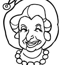 Funny witch face coloring page - Coloring page - HOLIDAY coloring pages - HALLOWEEN coloring pages - HALLOWEEN WITCH coloring pages - WITCH FACES coloring pages