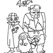 Group of halloween monsters coloring page - Coloring page - HOLIDAY coloring pages - HALLOWEEN coloring pages - HALLOWEEN MONSTER coloring pages