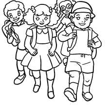 Kids in the school yard coloring page