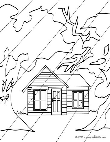 Cabin in the spooky woods coloring pages - Hellokids.com