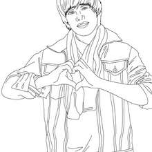 Justin Bieber love sign coloring page - Coloring page - FAMOUS PEOPLE Coloring pages - JUSTIN BIEBER coloring pages