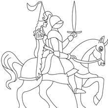 Knight on horseback with a princess coloring page