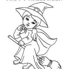 HAPPY HALLOWEEN witch coloring page - Coloring page - HOLIDAY coloring pages - HALLOWEEN coloring pages - HALLOWEEN CHARACTERS coloring pages