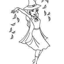 Lovely witch putting a curse coloring page - Coloring page - HOLIDAY coloring pages - HALLOWEEN coloring pages - HALLOWEEN WITCH coloring pages - LOVELY WITCH coloring pages