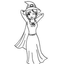 Happy halloween witch wink coloring page - Coloring page - HOLIDAY coloring pages - HALLOWEEN coloring pages - HALLOWEEN CHARACTERS coloring pages
