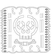 Skull cut paper decoration coloring page