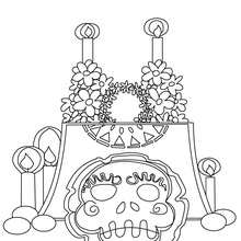Mexican day of death altar coloring page - Coloring page - HOLIDAY coloring pages - MEXICAN DAY OF THE DEAD coloring pages