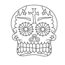 Day of death mexican decorated skull coloring page - Coloring page - HOLIDAY coloring pages - MEXICAN DAY OF THE DEAD coloring pages