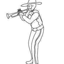 Mariachi skeleton coloring page - Coloring page - HOLIDAY coloring pages - MEXICAN DAY OF THE DEAD coloring pages