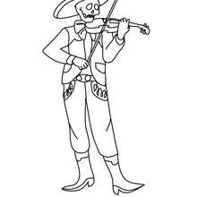 Musician skeleton coloring page - Coloring page - HOLIDAY coloring pages - MEXICAN DAY OF THE DEAD coloring pages