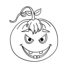 Scary carved pumpkin coloring page