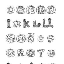 Pumpkin alphabet letters coloring page - Coloring page - ALPHABET coloring pages - HALLOWEEN letters of alphabet coloring pages