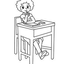 Pupil at school coloring page