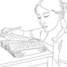 Pupil looking for information coloring page