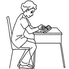 Pupil in the classroom coloring page