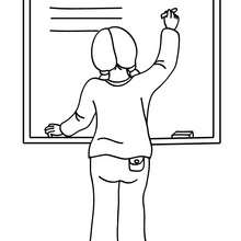 Pupil writting on the black board coloring page - Coloring page - SCHOOL coloring pages - SCHOOL LIFE coloring pages