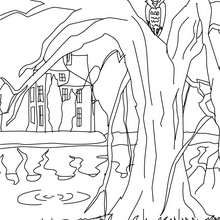 Haunting ruined castle coloring page