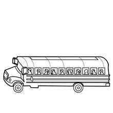 School bus with kids coloring page