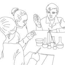 Science lesson coloring page - Coloring page - SCHOOL coloring pages - CLASSROOM SCENES  coloring pages