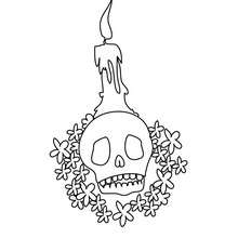 skull-candle-holder-01-4m6 - Coloring page - HOLIDAY coloring pages - HALLOWEEN coloring pages - HALLOWEEN SKELETON coloring pages