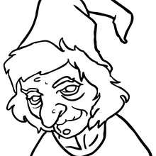 Ugly witch face coloring page - Coloring page - HOLIDAY coloring pages - HALLOWEEN coloring pages - HALLOWEEN WITCH coloring pages - WITCH FACES coloring pages