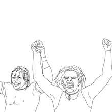 Wresling victory scene coloring page