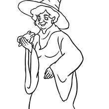 Sorceress holds a frog coloring page