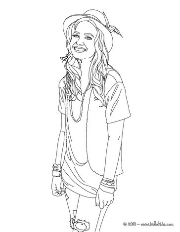 Demetria lovato with hat coloring pages - Hellokids.com