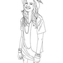 Demetria Lovato with hat coloring page