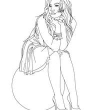 Demi Lovato seated coloring page - Coloring page - FAMOUS PEOPLE Coloring pages - DEMI LOVATO coloring pages