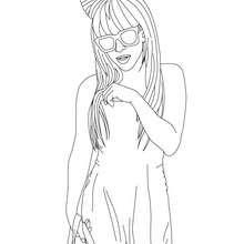Lady Gaga with sunglasses coloring page - Coloring page - FAMOUS PEOPLE Coloring pages - LADY GAGA coloring pages