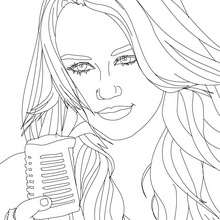 Miley Cyrus close up singing coloring page - Coloring page - FAMOUS PEOPLE Coloring pages - MILEY CYRUS coloring pages