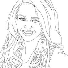 Miley smiling close up coloring page - Coloring page - FAMOUS PEOPLE Coloring pages - MILEY CYRUS coloring pages
