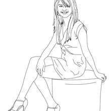 Selena Gomez seated coloring page