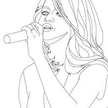 Selena Gomez singing close up coloring page - Coloring page - FAMOUS PEOPLE Coloring pages - SELENA GOMEZ coloring pages